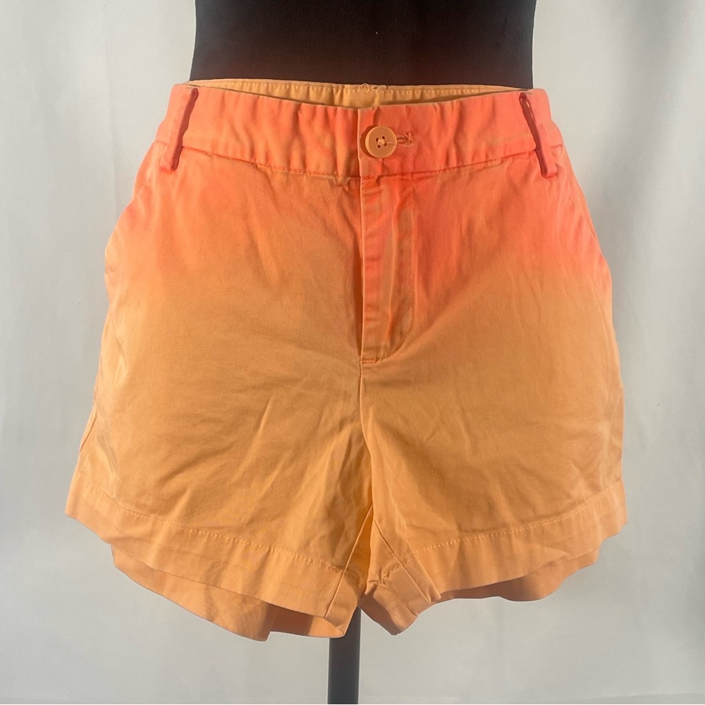 Gap Neon Orange Ombre shorts, size 4
Flat Front; Zipper Fly closure, pockets - Picture 7 of 9